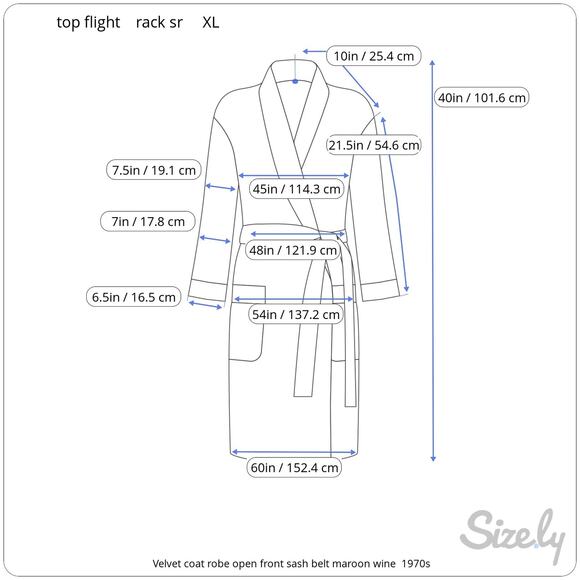 Velvet coat robe open front sash belt maroon wine  1970s - Picture 2 of 11